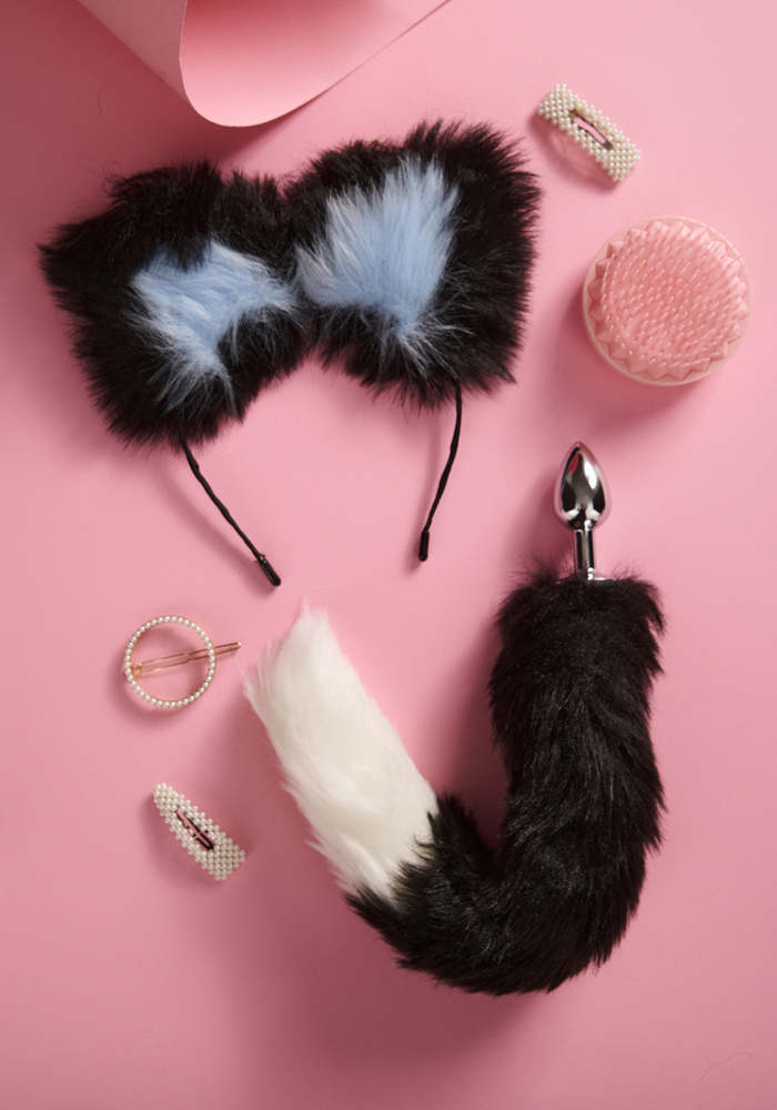 Σετ μεταλλική πρωκτική σφήνα και στέκα Fluffy Toy
