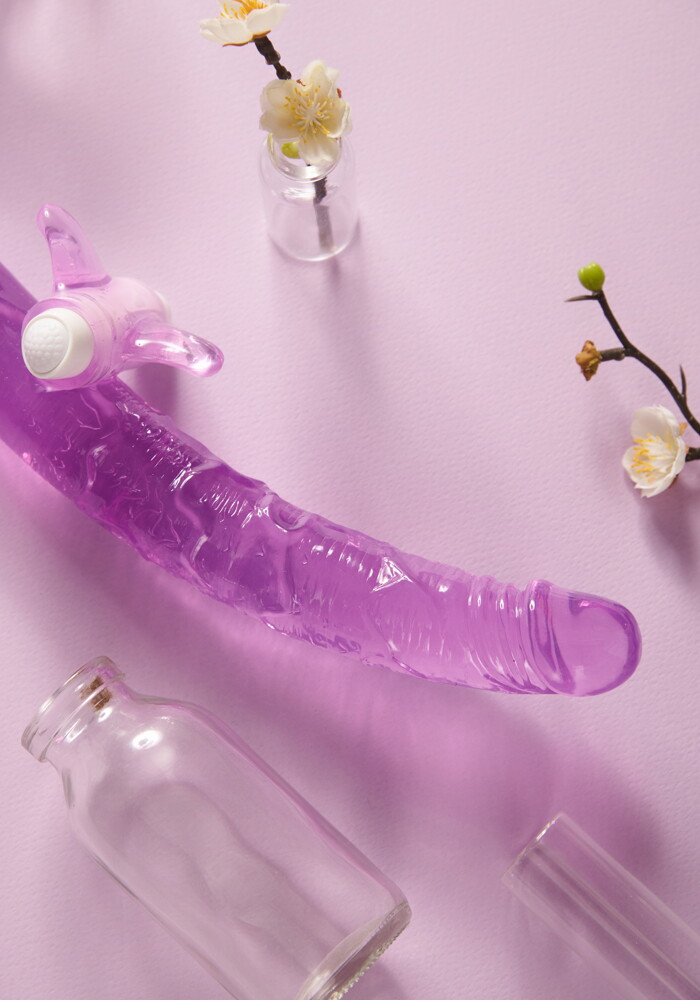 Διπλό ομοίωμα πέους με mini δονητή Purple Friend
