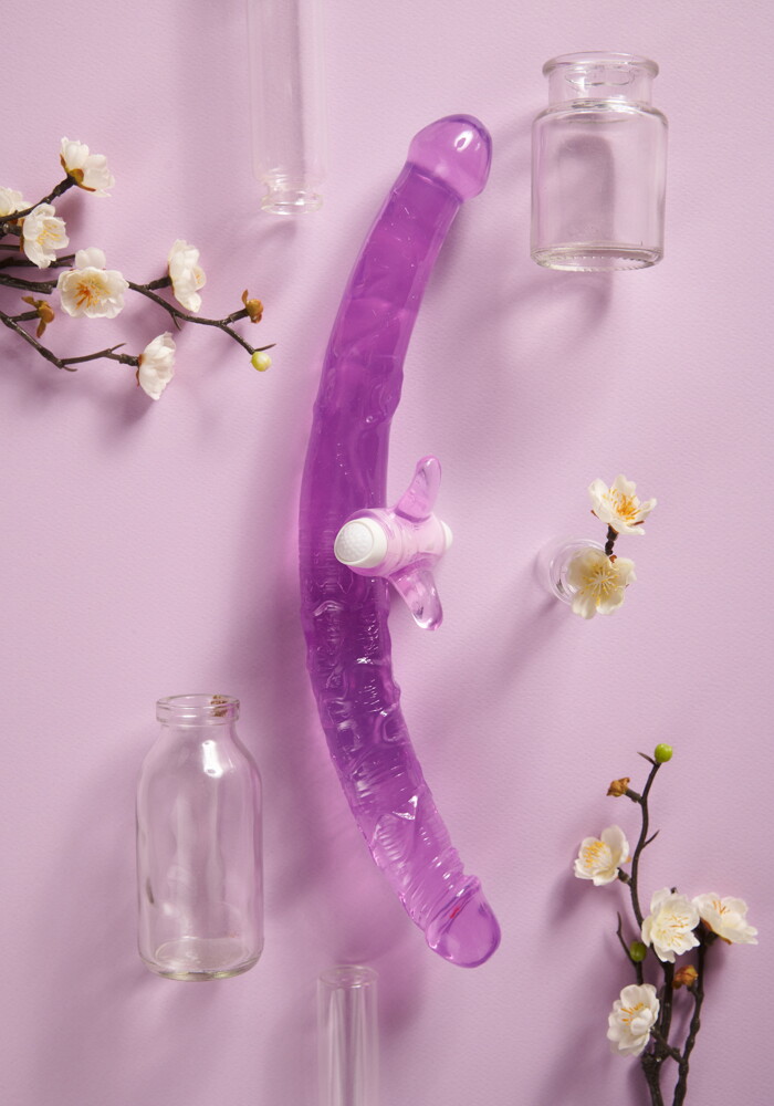 Διπλό ομοίωμα πέους με mini δονητή Purple Friend