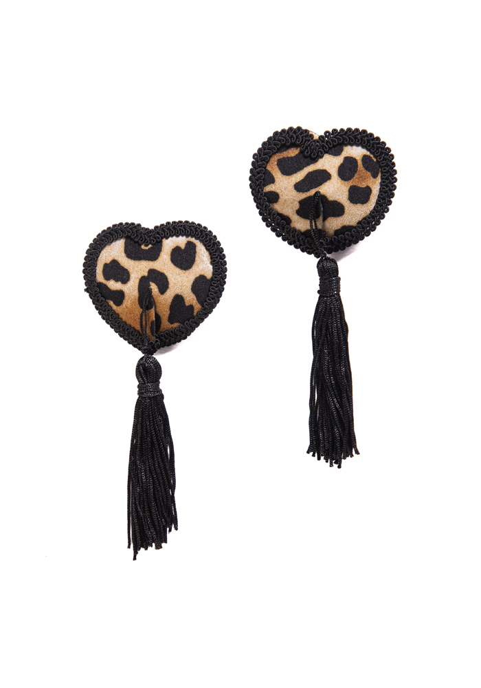 Καλύμματα θηλών καρδιές animal print με φουντάκια