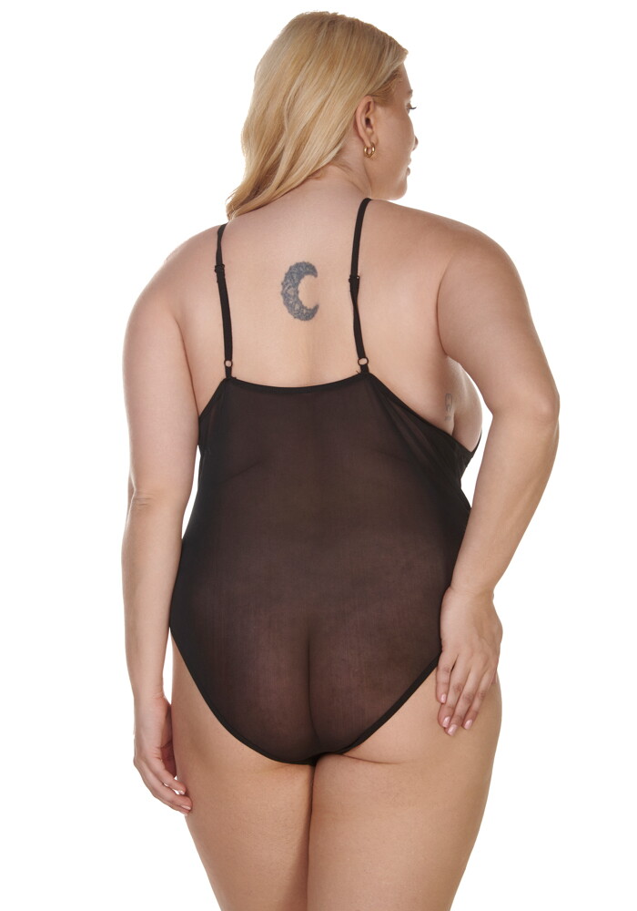 Κορμάκι plus size animal print με διαφάνεια