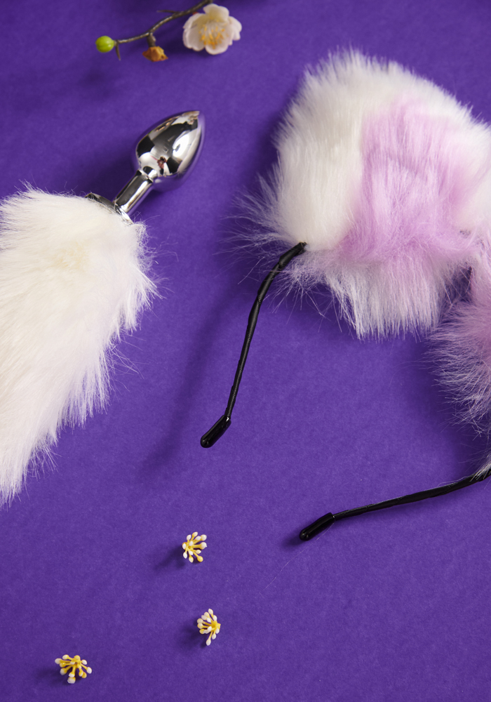 Σετ μεταλλική πρωκτική σφήνα και στέκα Fluffy Toy