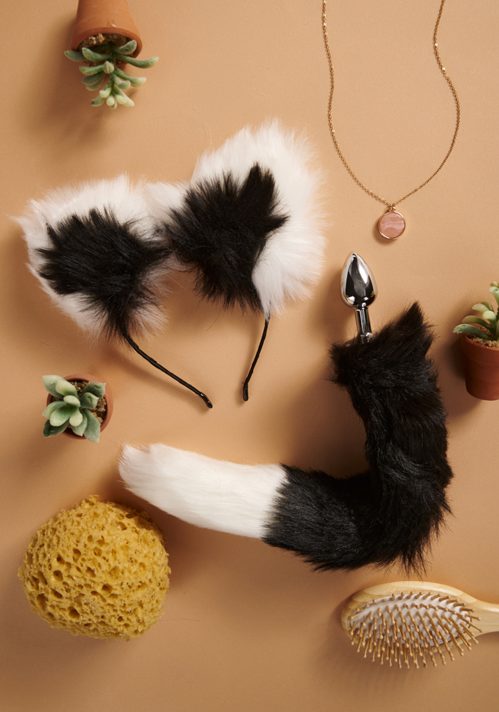 Σετ μεταλλική πρωκτική σφήνα και στέκα Fluffy Toy