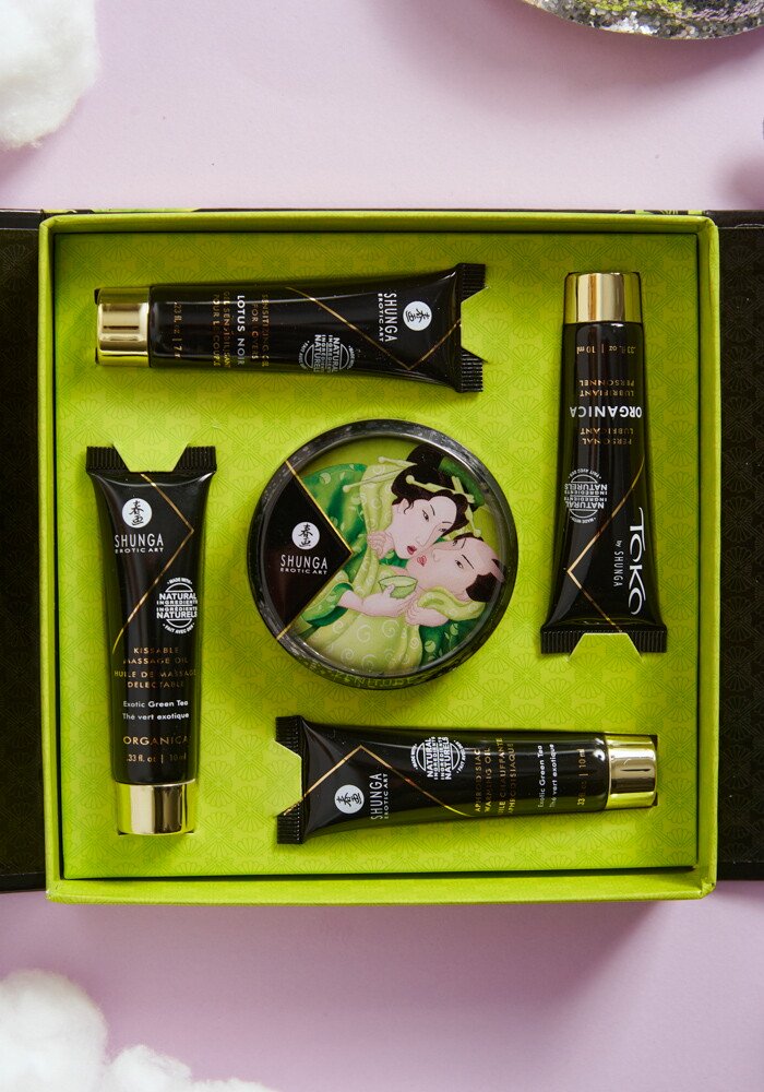 Σετ με λάδι και κερί για μασάζ SHUNGA GEISHA SECRETS KIT GREEN TEA